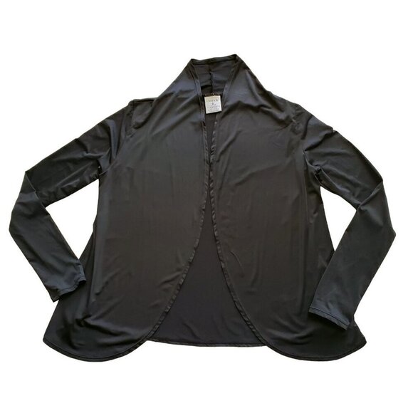 Danskin Black Workout Cardigan Wrap Shawl Collar Black Style 4714 Size M - Picture 8 of 13